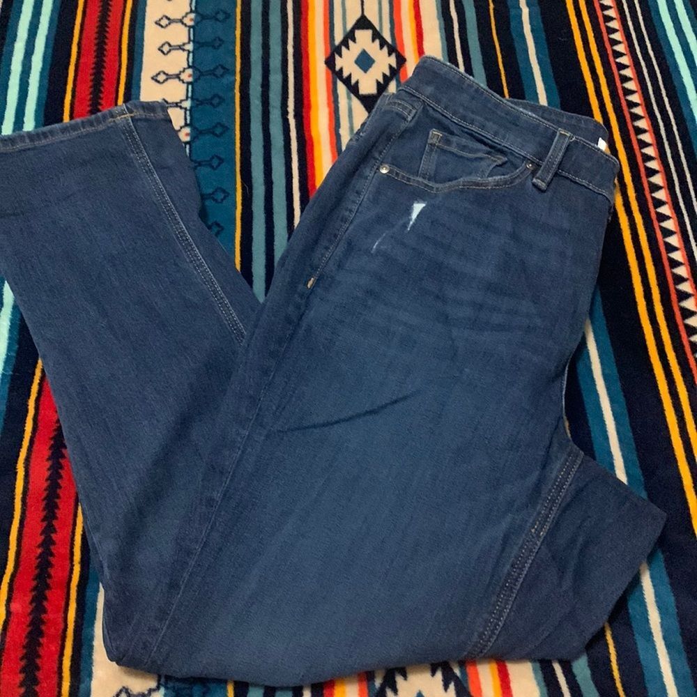 Lane Bryant Jeans Size 14 Women Plus High Rise Straight Crop Blue Stretch Denim